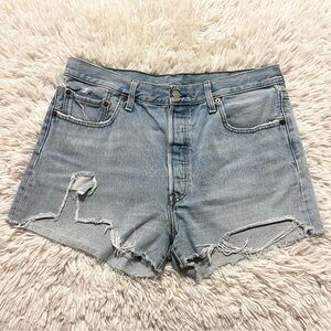 Levi’s 501’s Distressed Cut-Off Blue Jean Shorts Size 32 Waist